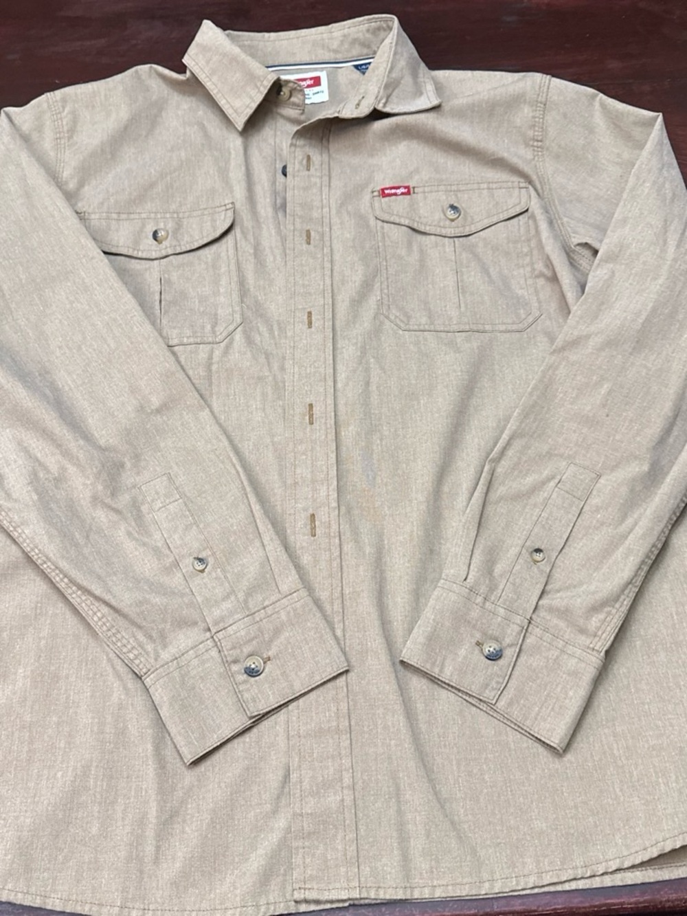 Wrangler Tan Button-Down Casual Shirt